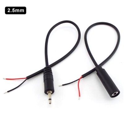 25cm 2pin 2.5mm mono Male female connector Plug Audio Cable wire Charger Line