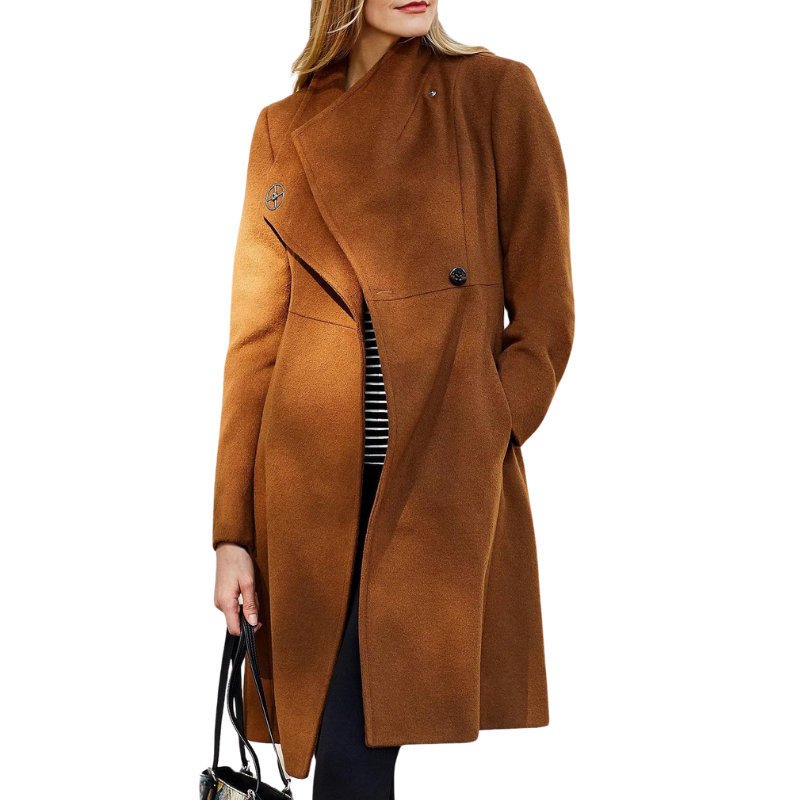 【新品未使用】LIDNM FINE WOOL MINIMAL HALF COAT Women's Belted Asymmetrical Zip Front Twill Coat in Beige Or Khaki