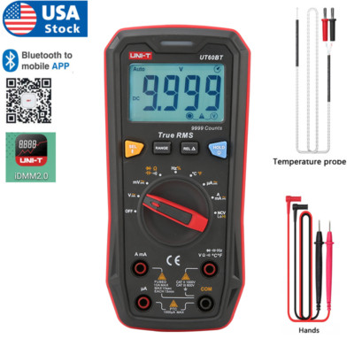 UNI-T Bluetooth True RMS Multimeter Auto Range AC/DC NCV Freq Temp Tester UT60BT