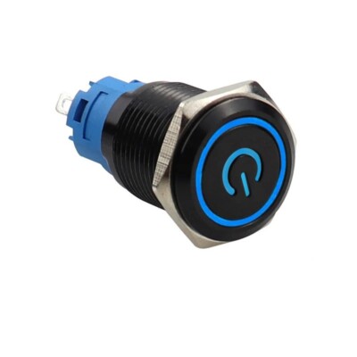12/16/19/22mm Waterproof Black Push Button Switch LED  Light Momentary Latching