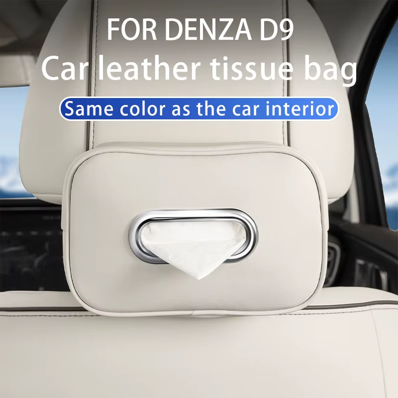 For BYD DENZA D9 Leather tissue bag Seat back sunshade tissue box Tissue storage