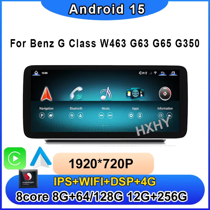 Qualcomm 12.8inch Android 15 8Core 12+256G Car Radio Multimedia BT Auto For Benz