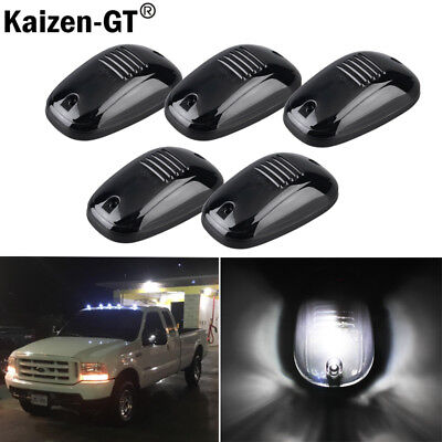 5pc Black Smoked Lens White LED Cab Roof Marker Running Lights For Truck SUV 4x4