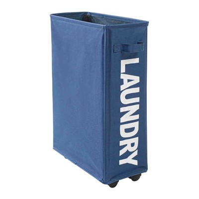 Rolling Slim Laundry Hamper Corner Bin Basket Cart Foldable Organizer On Wheels