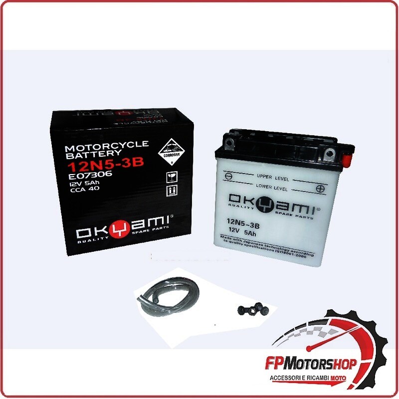 BATTERIA PER MOTO OKYAMI 12N5-3B 12V 5AH 120X61X128MM CCA39