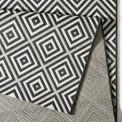 bougari Meadow Teppich Flachgewebe Läufer Kurzflor Rechteckig 80x150cm Schwarz