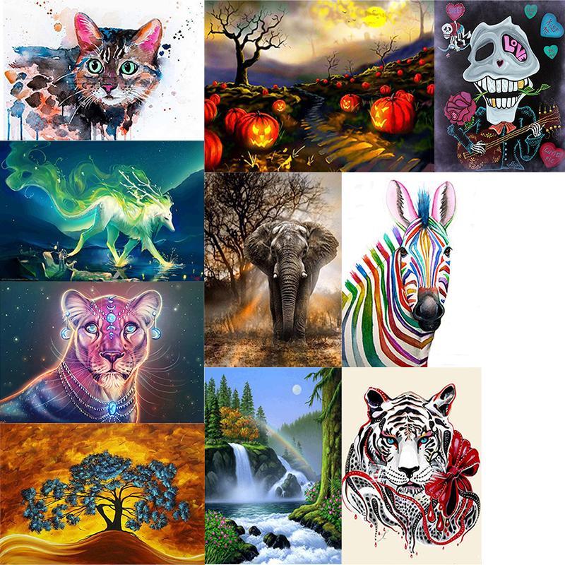 30*35CM Tiger Embroidery DIY Needlework Full Diamonds Plated 5D Painting UK