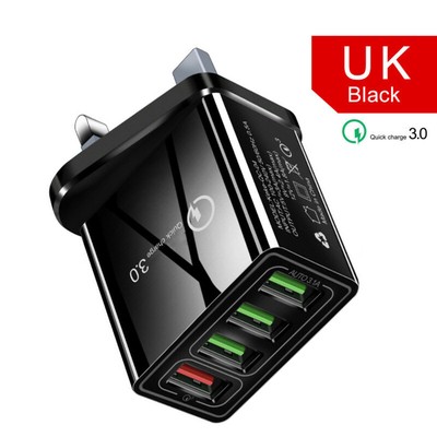 4Port Schnell Schnellladung QC 3.0 USB Hub Ladegerät Netzteil US UK EU Stecker