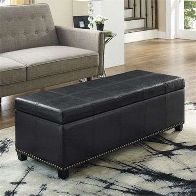 Simpli Home Kingsley Storage Bench in Black