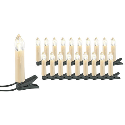Christbaumkerzen: LED-Weihnachtsbaum-Lichterkette mit 20 Kerzen, 3 Watt