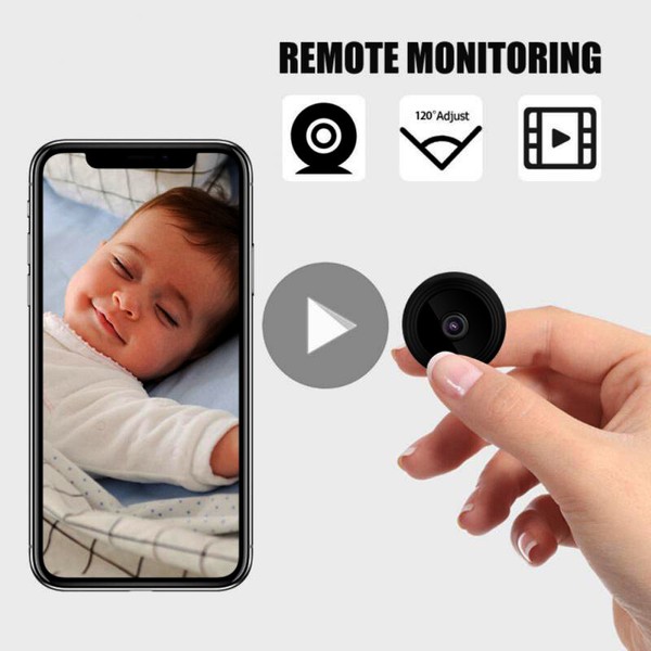 Smartphone monitoring baby with adjustable camera system.