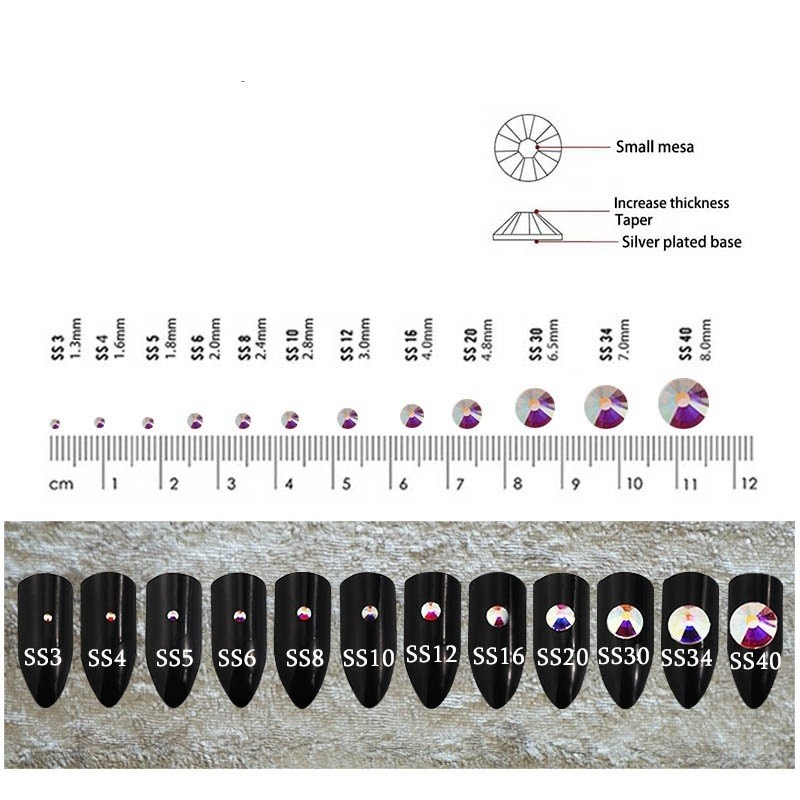 1440pcs Crystal Nail Art Rhinestones FlatBack Glitter Diamond 3D Tips Decoration