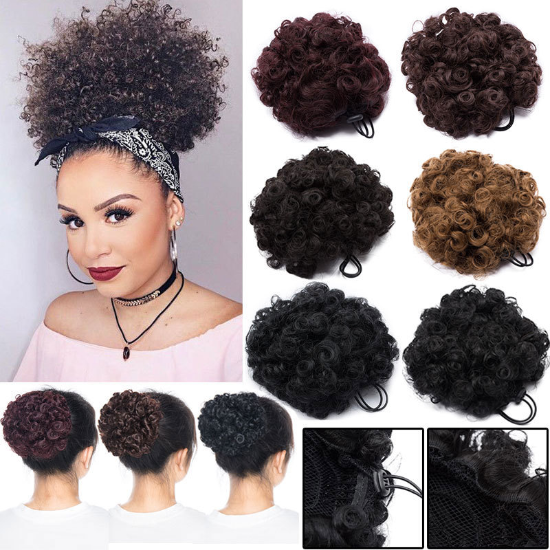 Lady Black Afro Hair Extension Natural Soft Thick For Human Fake