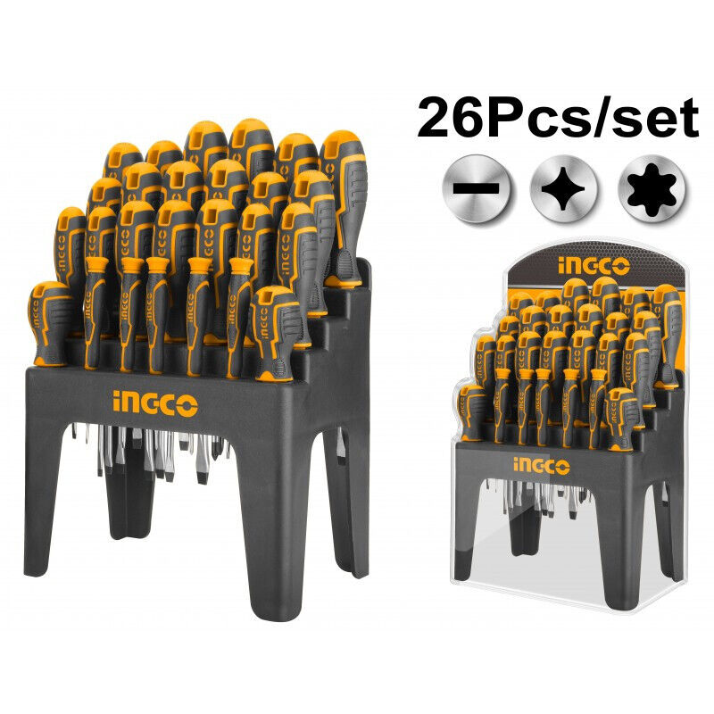 SERIE SET 26 CACCIAVITI GIRAVITI LAMA IN CROMO VANADIO E TESTA MAGNETICA INGCO