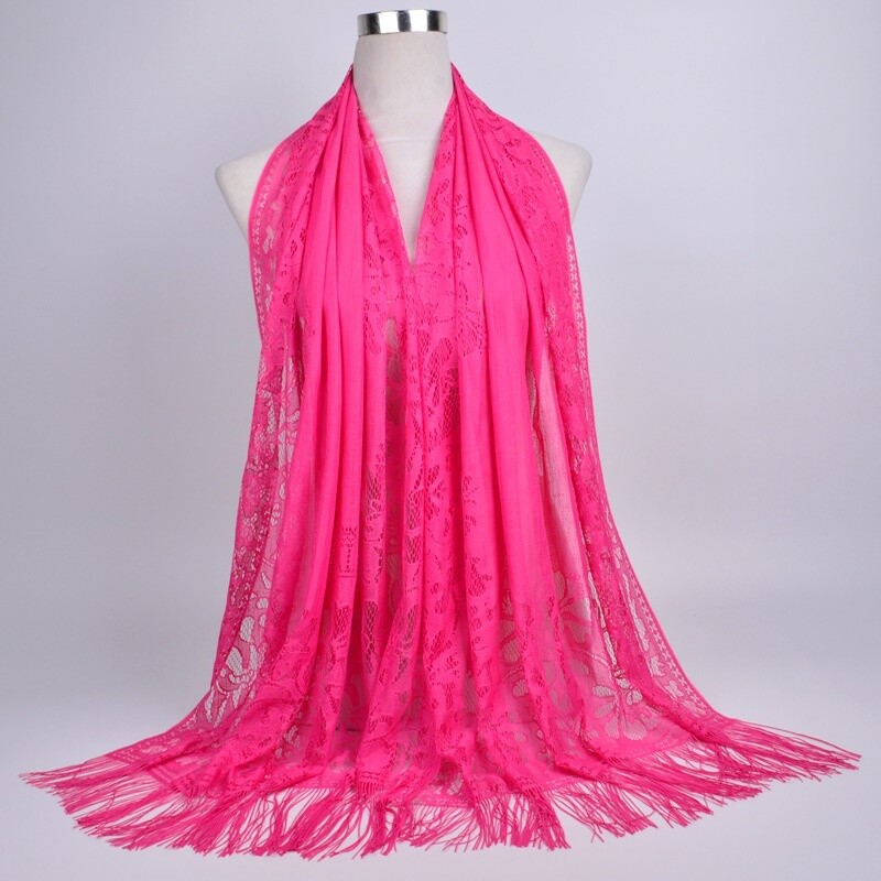 Donna Floreale Pizzo Testa Comprente Cappella Velo Scialle Foulard Muslim Moda