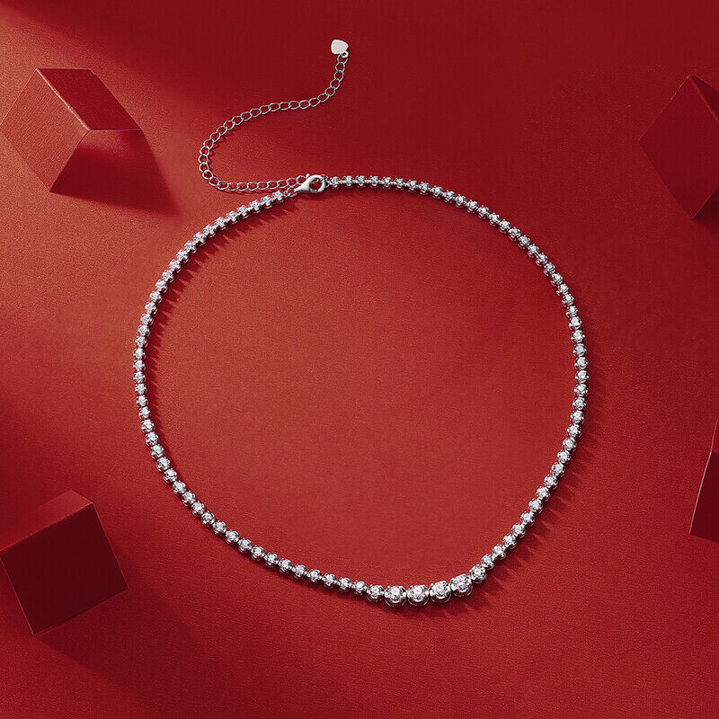 D Color VVS1 Lab Created Moissanite Tennis Chain Necklace S925 Sterling Silver