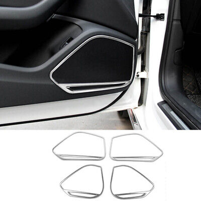 For Audi A4 B9 17-20 4x Stainless Car Door Speaker Speakers Stereo Trim Frame