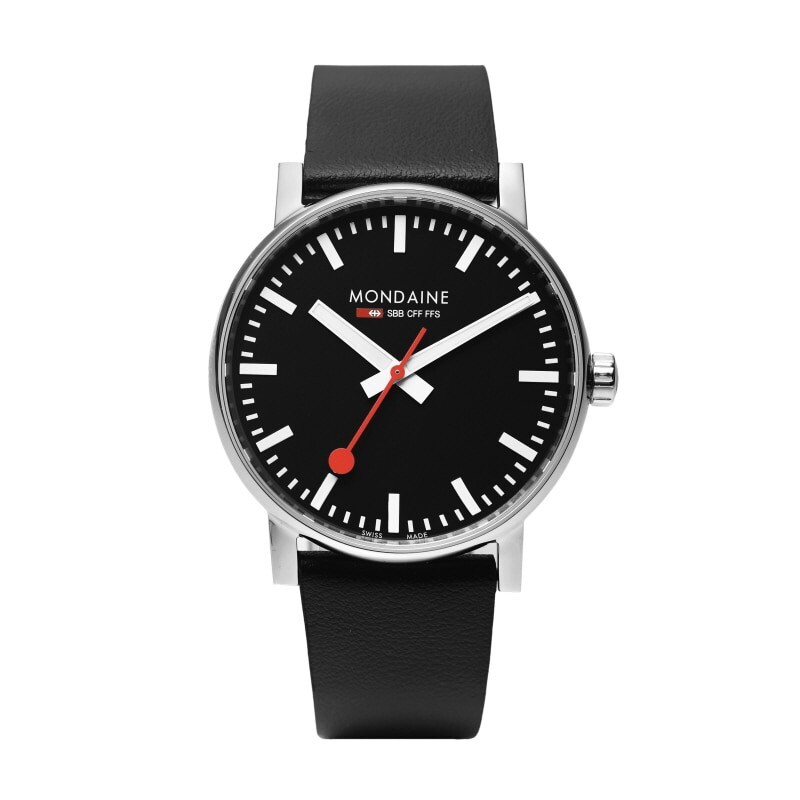 Pre-owned Mondaine Railway Evo2 Quartz Watch For Men 43mm 3atm Leather Band Made In Swiss