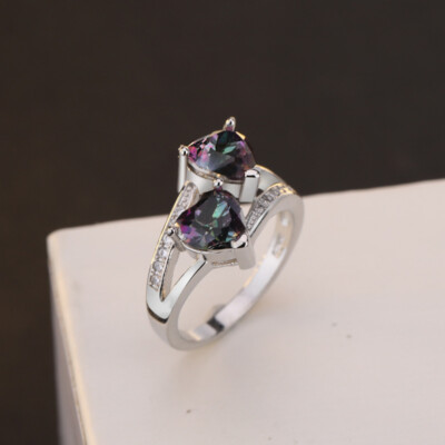 Gorgeous Cubic Zircon 925 Silver Plated Ring Women Wedding Party Gift Sz 6-10