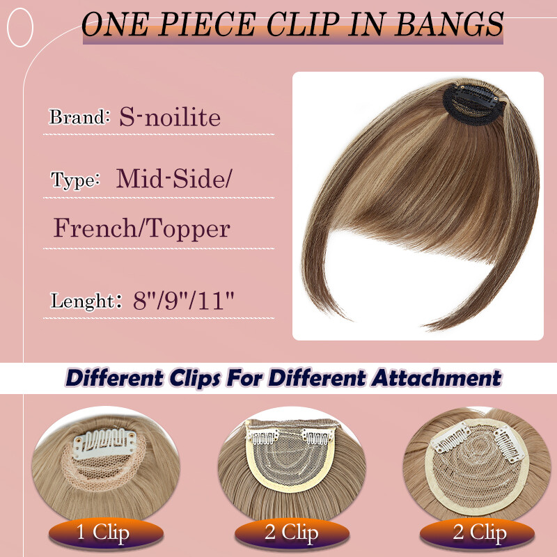 Neat Bangs Clip in on Fringe Hair Extensions Thick Thin As Human Front Hairpiece