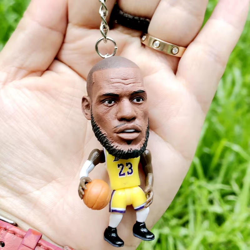 Mini Figure 3D Lebron James Lakers Yellow Basketball Keychain #23