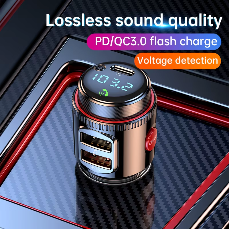 Bluetooth 5.4 Car Adapter Wireless AUX FM Transmitter USB C&QC3.0 PD 30W Fast C