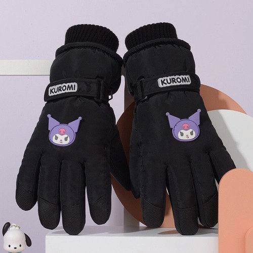 Sanrio Black Kuromi Winter Gloves For Kids, Teens, Adults (One Size)