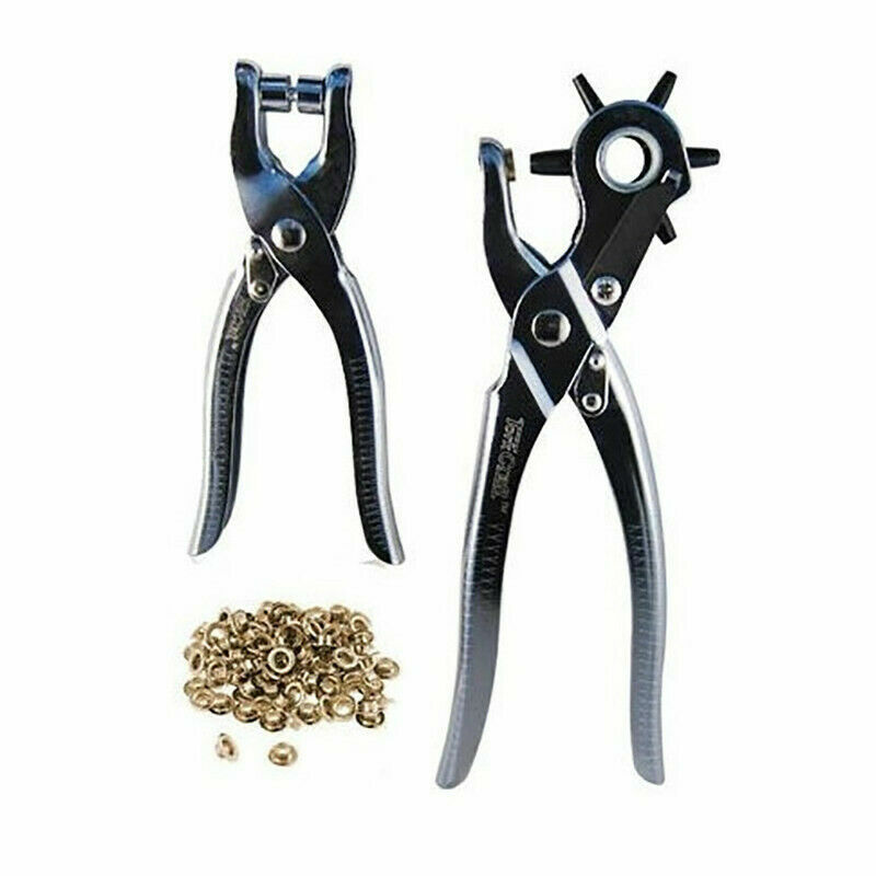 Set 2 Pinze Fustellatrice Foratrice Fustella Borchie Cintura Bucare Forare sus