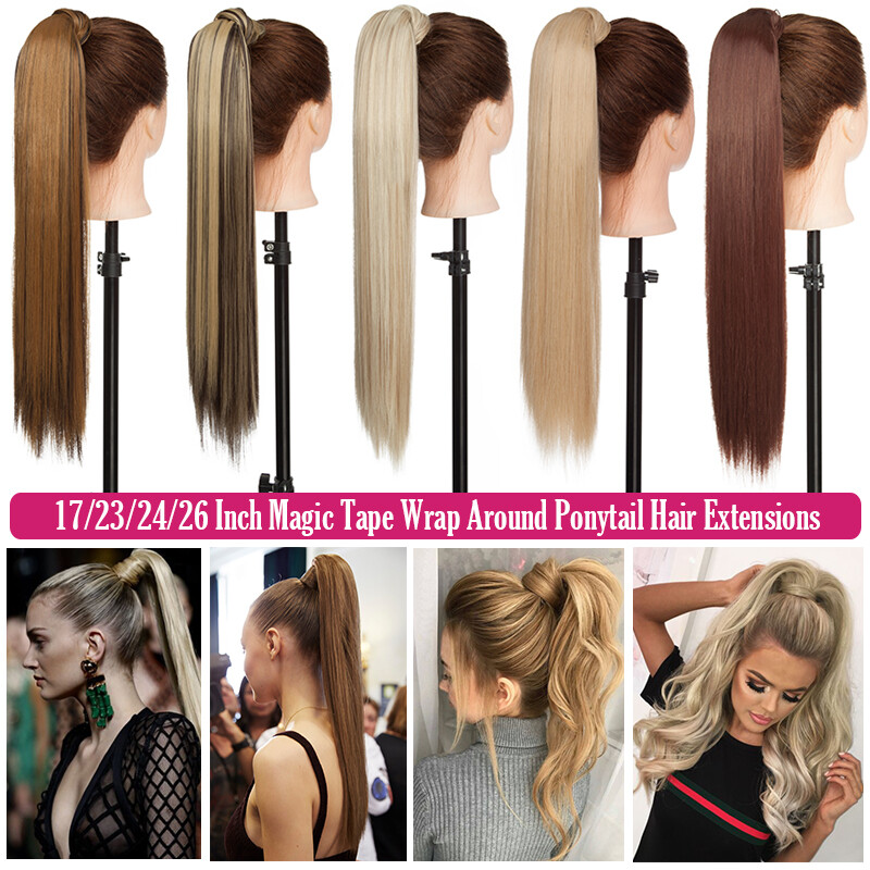 Uk Real Thick Hair Ponytail Clip In As Remy Human Wrap On Pony