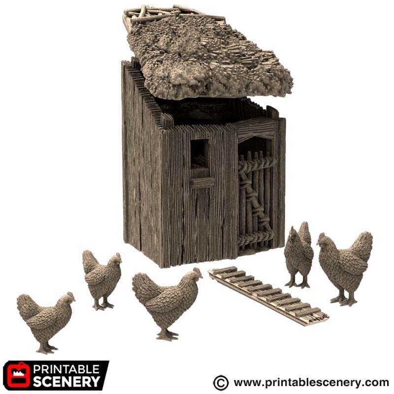 Farm Chicken Hut Fantasy Medieval Village Props 28mm Small Terrain Scatter