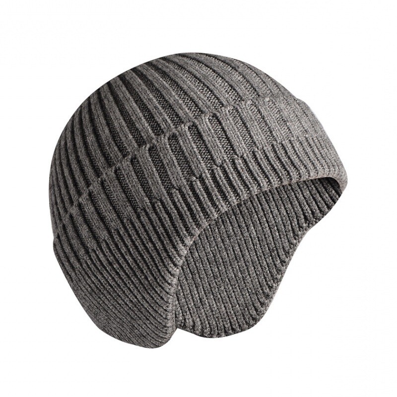 Women Men Knitted Beanie Hat Skullcap Brimless Cap Ear Covers Winter Warm
