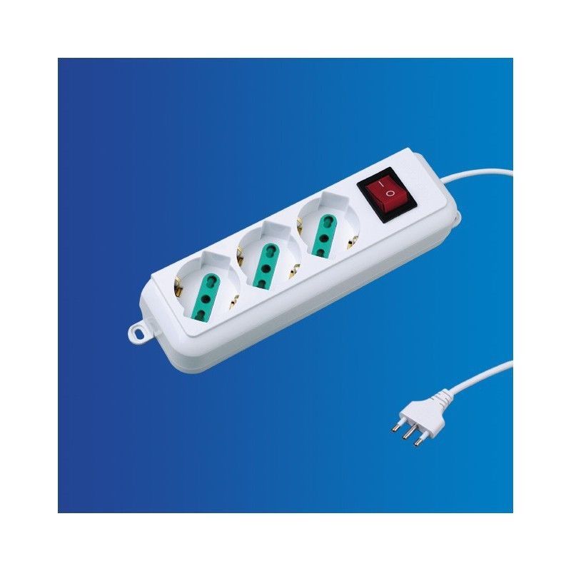 Presa Multipla Multipresa A 3 Posti Italiana Schuko + Interruttore dfh