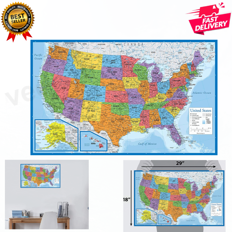 Laminated USA Map - 18
