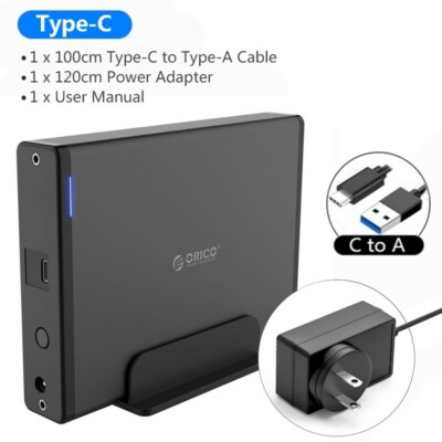 ORICO USB 3.0/Type C External Hard Drive Enclosure for 3.5/2.5'' SATA Hard Drive