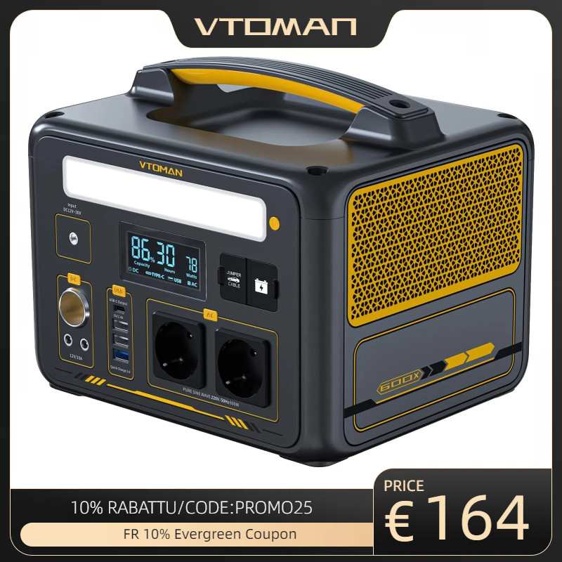 Vtoman Jump 600x Station Ã©Lectrique Portable 600w - 299wh Generateur Electrique 