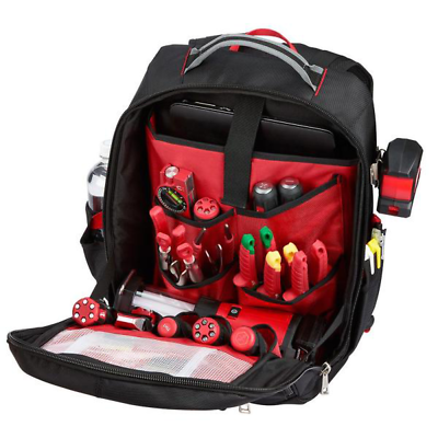 Milwaukee Low Profile Backpack 22 Pockets Metal Zippers Electrician Tool Storage