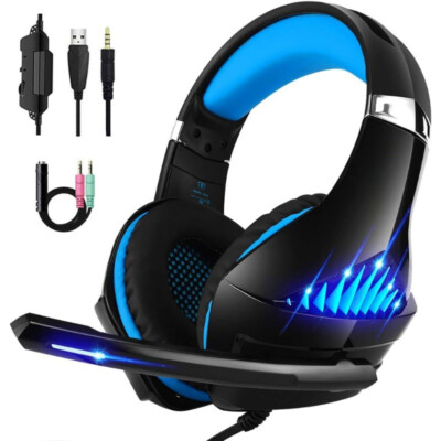 3.5mm Gaming Headset Mic LED Headphones Stereo Bass Surround For PC PS4 Xbox ONE
