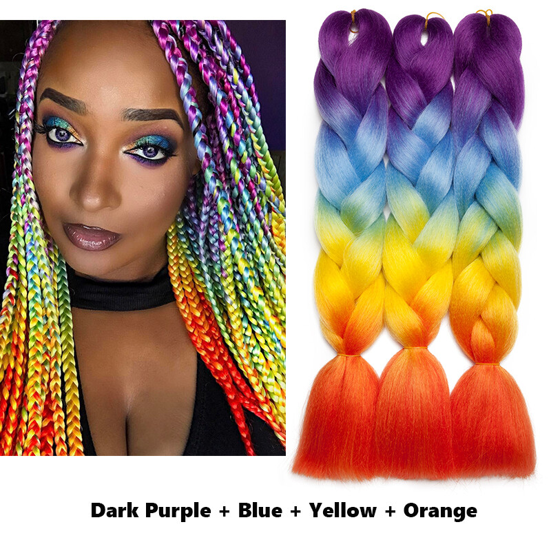 Any Color 24" Braiding Ombre Rainbow 100g Jumbo Braids Hair Extensions Synthetic