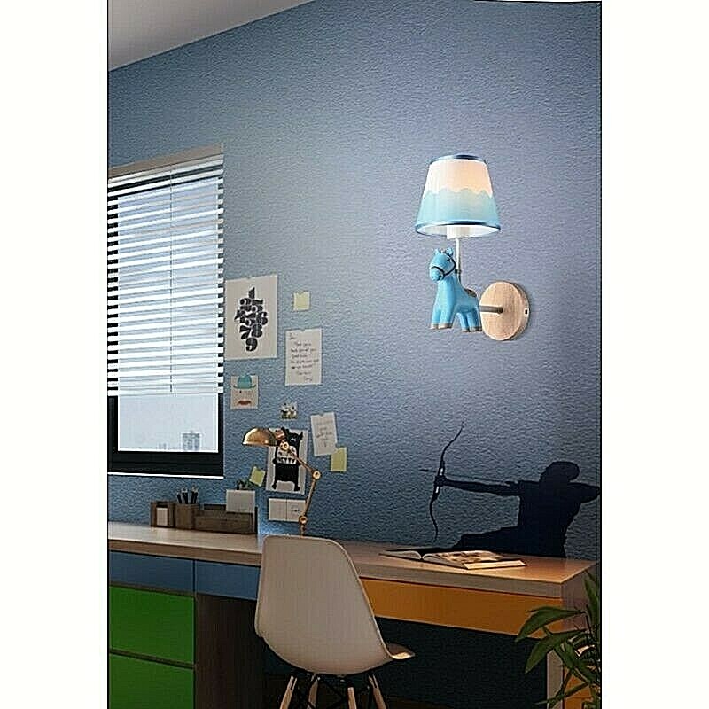 Lampada Lume Luce da Parete per Cameretta Bambino Asinello Celeste E49-BU uni 1