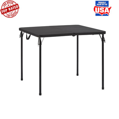 Folding Square Table Portable Resin Surface Easy Storage Indoor Outdoor Use
