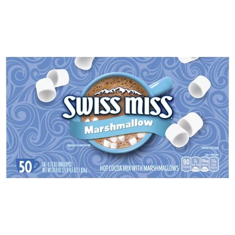 Swiss Miss Marshmallow Hot Cocoa Mix, 50-Count Pack - Rich & Creamy Hot Chocolat