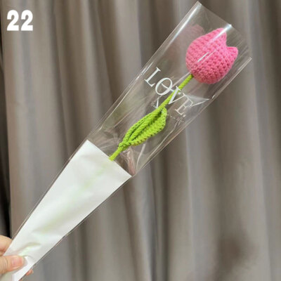 Hand Knitted Flower Yarn Crochet Flowers Hand Woven Bouquet Home Party Decor
