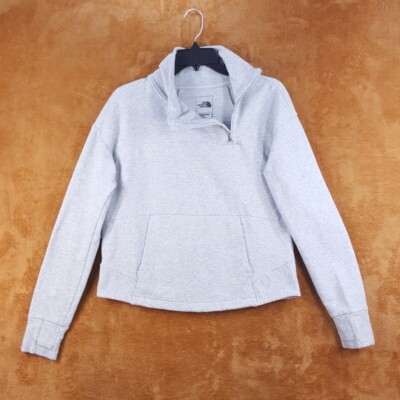THE NORTH FACE Womens Sweatshirt Medium Gray Pullover Mock Neck Studio Fleece