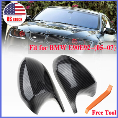 Carbon Fiber Look M3 Style Side Mirror Cover Cap For BMW E90 E91 E92 E93 PRE-LCI