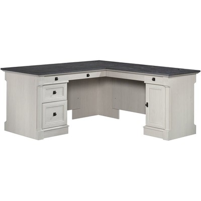 Sauder Palladia Engineered Wood L-Shaped Desk in Glacier Oak