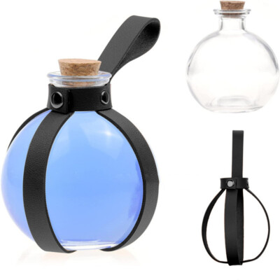 Medieval Alchemy Bottle Holder Glass Spherical Bottles with Corks for Cosplay