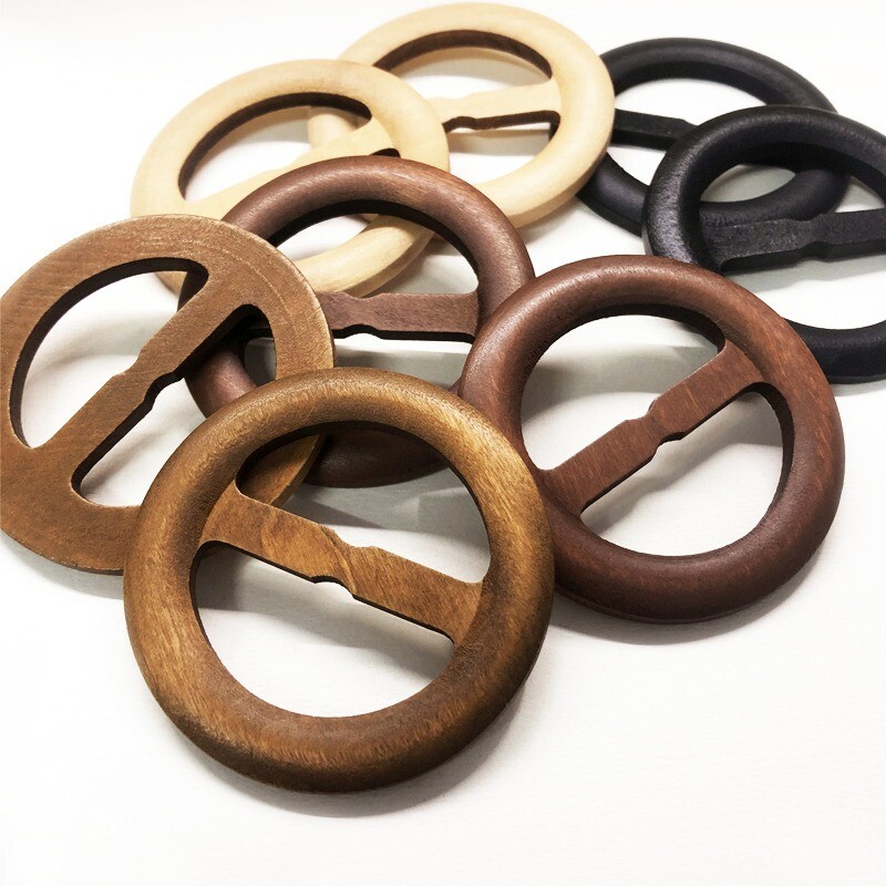 1pc Wooden Belt Buckle Round Wood Replacement Buckle 50mm Retro Decor Round