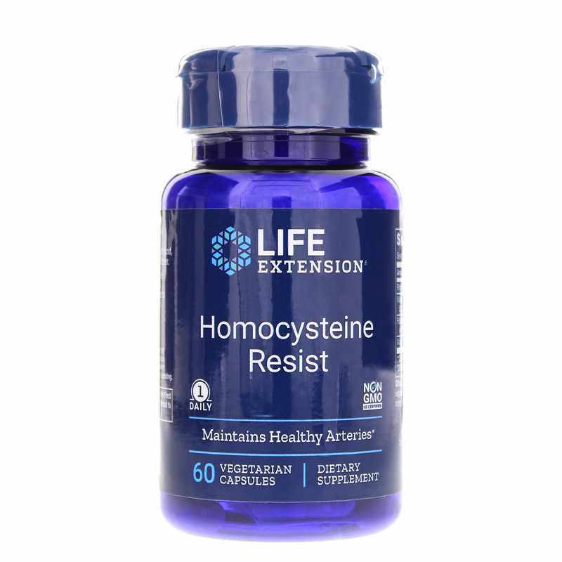 Homocysteine Resist 60 капсул для продления жизни, фолиевая кислота / витамин B6 / витамин B12