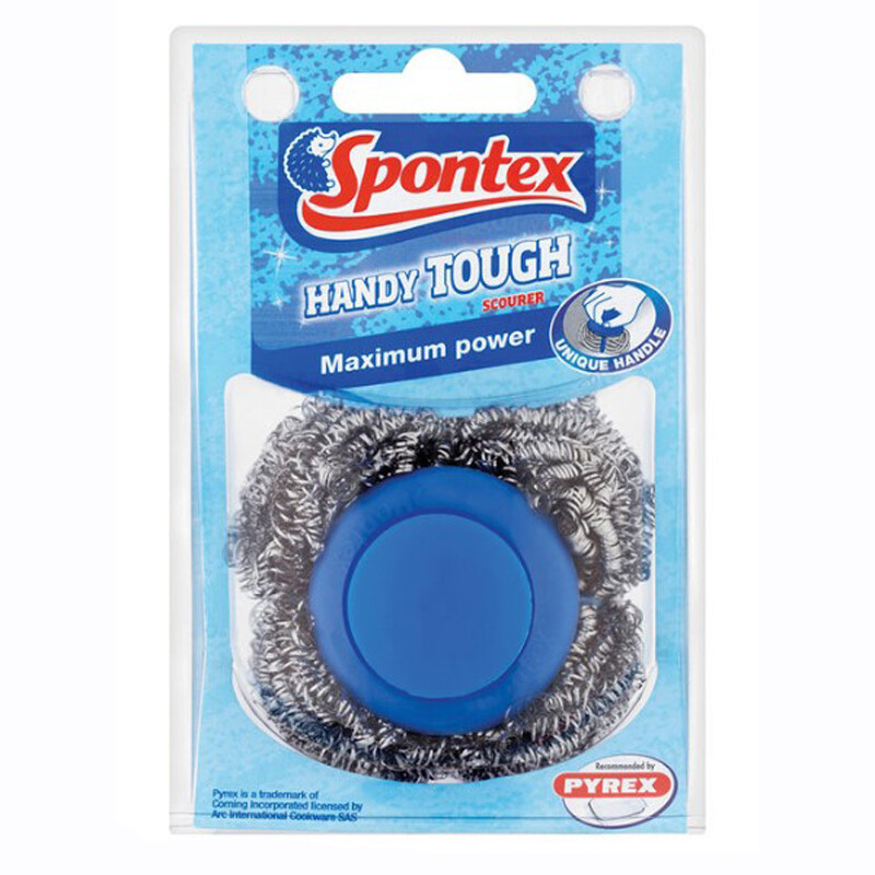 Spontex Handy Tough Washing Up Scourer Unique Handle Maximum Scrubbing Power 