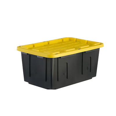Project Source Commander 5-75 Gallons Black and Yellow Tote Standard Snap Lid